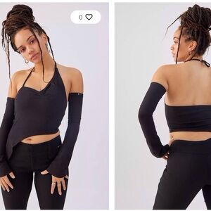 Urban Outfitters The Kript NWT Large Black Streetwear Asymmetrical Melody Top